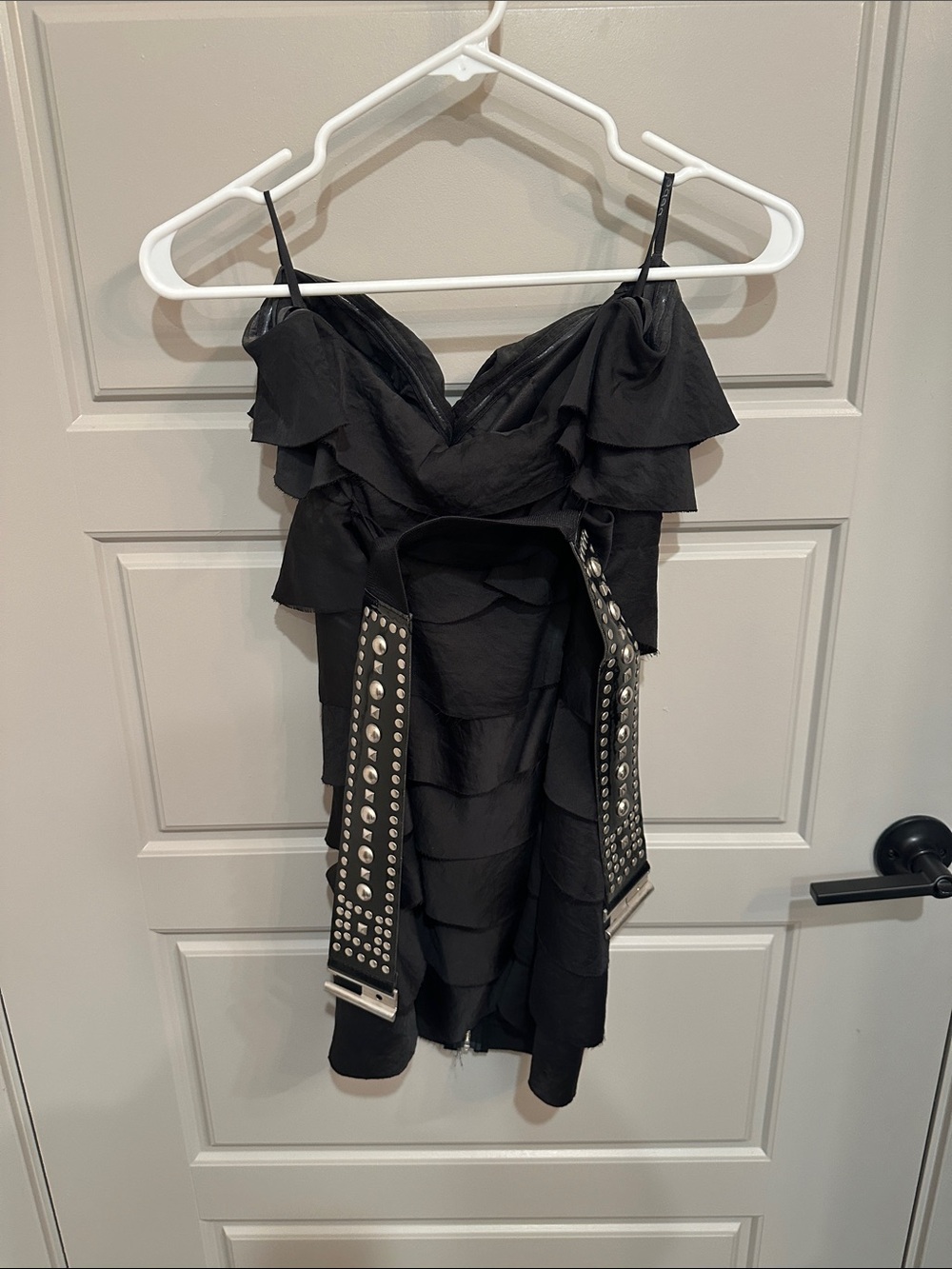 bebe Black Ruffled Zip-Front Mini Dress - Picture 3 of 3
